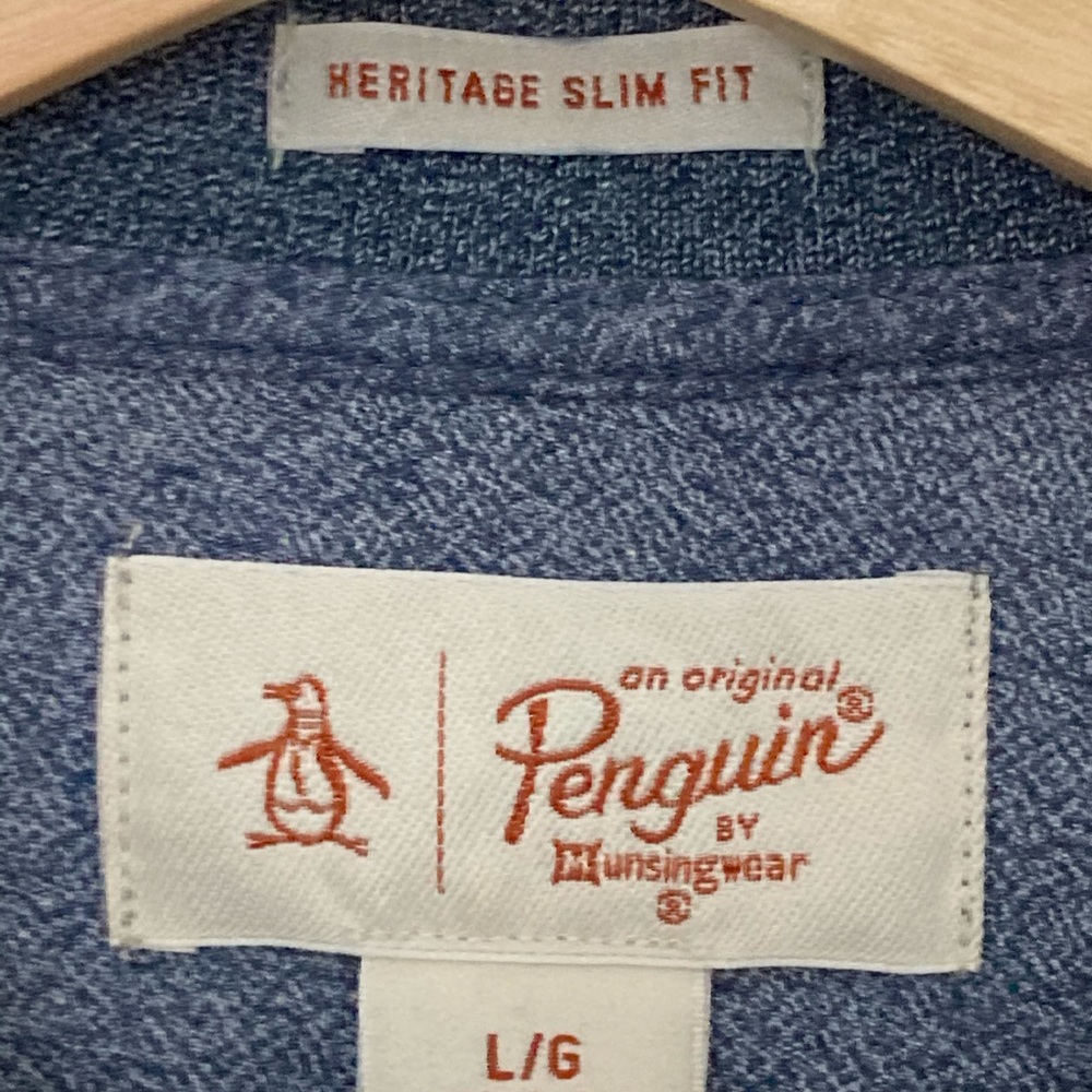 Original Penguin polo shirt blue size L slim fit